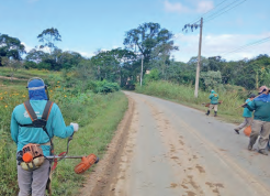 Zona Rural recebe serviços de poda lateral de mato alto