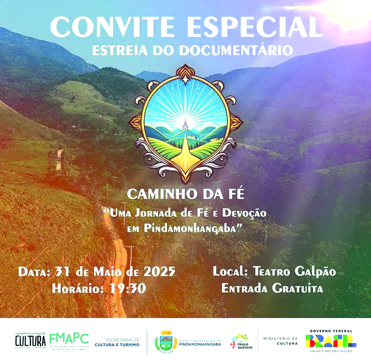 Documentário “Caminho Da Fé: Uma Jornada de Fé e Devoção em Pindamonhangaba” será exibido