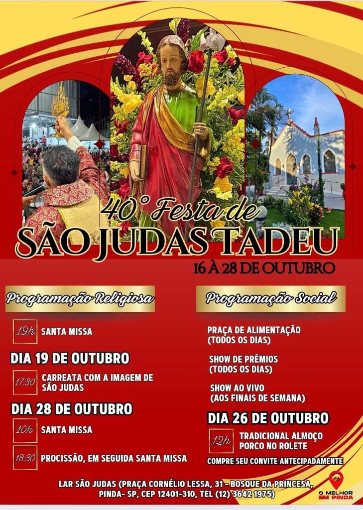 Fé, tradição e solidariedade: Festa de São Judas Tadeu chega em sua 40ª edição