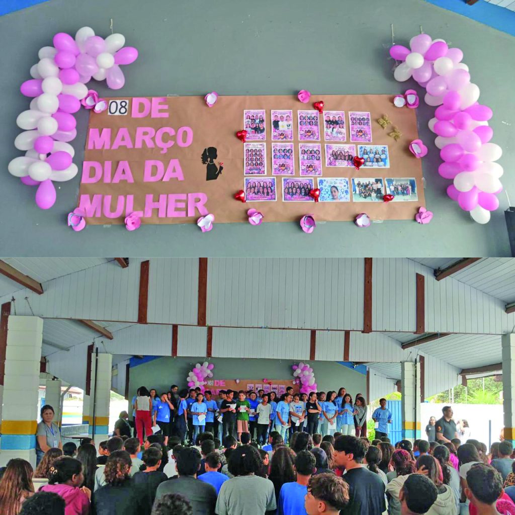 Coral de estudantes marca celebração do Dia internacional da Mulher na escola